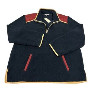 NWT L.L.Bean Women's Medium Signature 1912‎ Heritage 1/4 Zip Sherpa Fleece Navy